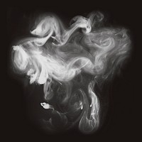 White smoke isolated on black background mockup