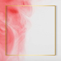 Golden frame on red watercolor vector
