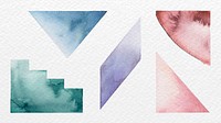 Colorful geometric watercolor hand painted vector