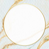 Round frame on brown watercolor stain vector