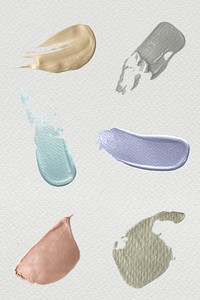 Metallic pastel brush stroke paints collection illustration