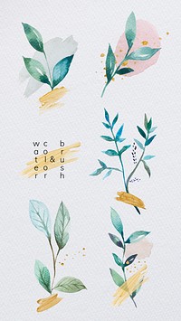 Colorful watercolor natural leaves phone background
