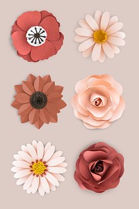 Earth tone flower paper craft set