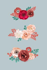 Floral design element vector set