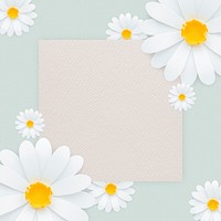 White daisy flower frame on light blue background illustration