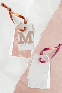 Pink M your design here label mockup