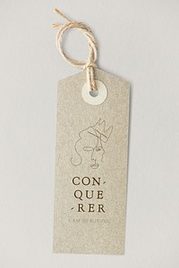 Feminine conquerer brown label mockup