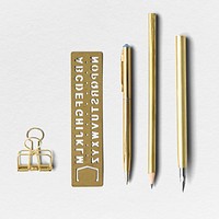 Elegant golden stationery set design