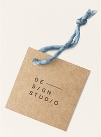 Brown square design studio label mockup