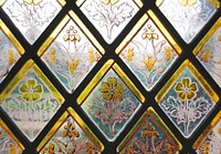 Glass windows with hand drawn flowers