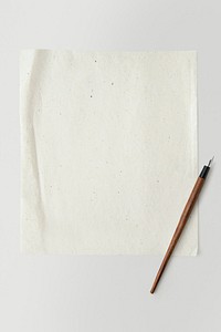 Blank plain white paper template with fountain pen