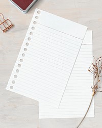 Blank white lined paper template