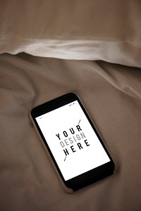 Mobile phone screen mockup on sheet surface