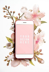 Floral mobile phone screen mockup