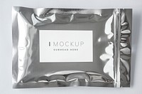 Resealable metallic packaging bag mockup