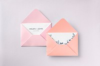 Open envelope with a card mockup