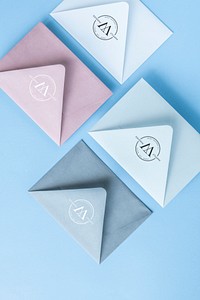 Closed envelope mockups with invitation cards