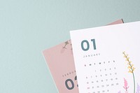 Floral calendar template mockup with design space