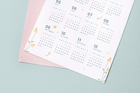 Floral calendar template mockup with design space