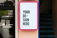Modern shop sign mockup with bold pink frame