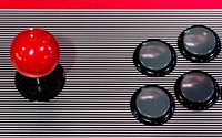Arcade game joystick and buttons