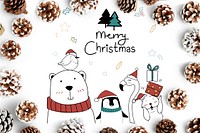 Cute Merry Christmas greeting card mockup