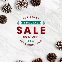 Special 50% Christmas sale sign mockup