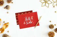 Hello Santa Christmas card mockup