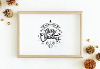 Merry Christmas illustration in a frame mockup