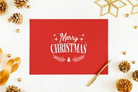 Merry Christmas greeting card mockup