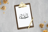 Merry Christmas drawn on a clipboard mockup