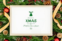 Merry Christmas greeting in a frame mockup