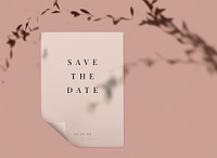 Save the date wedding invitation card mockup psd