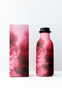 Pink body lotion bottle mockup design