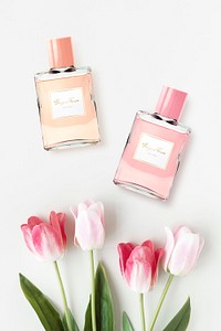 Feminine perfume bottle mockup design