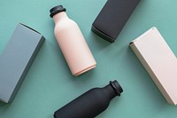 Minimal reusable water bottle mockup design