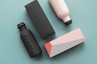 Minimal reusable water bottle mockup design