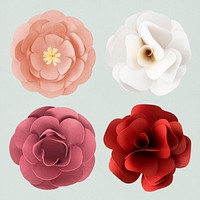 Red and white flower papercraft psd
