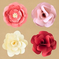 Red and white 3D flower papercraft psd