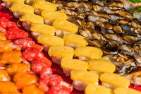Colorful assortment of Sushi rolls