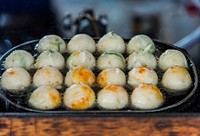 Closeup of takoyaki Japanese cuisine