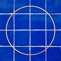 Blue tile pattern gold frame psd