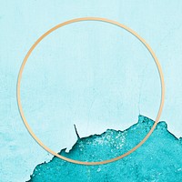 Gold round psd frame aqua background