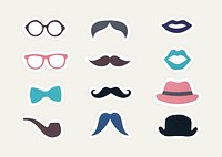 Hipster paper craft icon sticker set on off white background