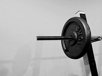 Close up of a barbell in a gym