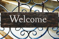 Wooden welcome sign mockup