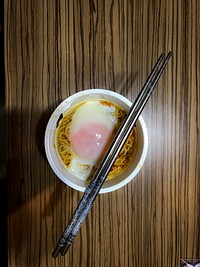 Onsen egg in a mama noodle