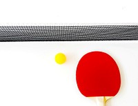 Racket and a ball on a tennis table