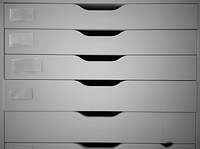 Closeup of a white office drawers