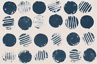 Blue circle pattern background block prints